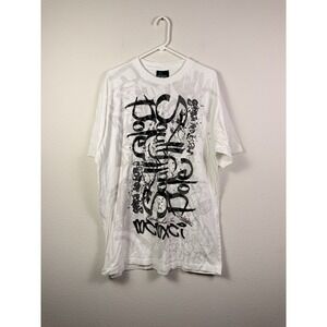 Y2K Southpole T Shirt White All Over Print Grunge Metal Skate Mens Size XL
